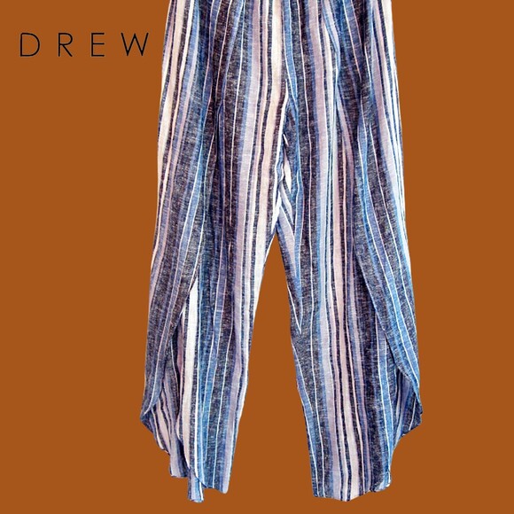 DREW by Anthropologie NEW EMERSON Striped Bandeau Side Slit Leg Jumpsuit M - Picture 4 of 12